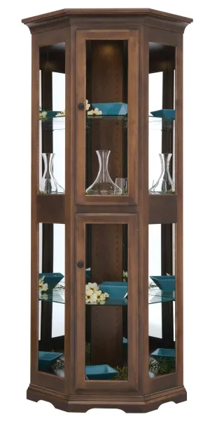 Amish Hardwood Small Corner Curio Display Cabinet