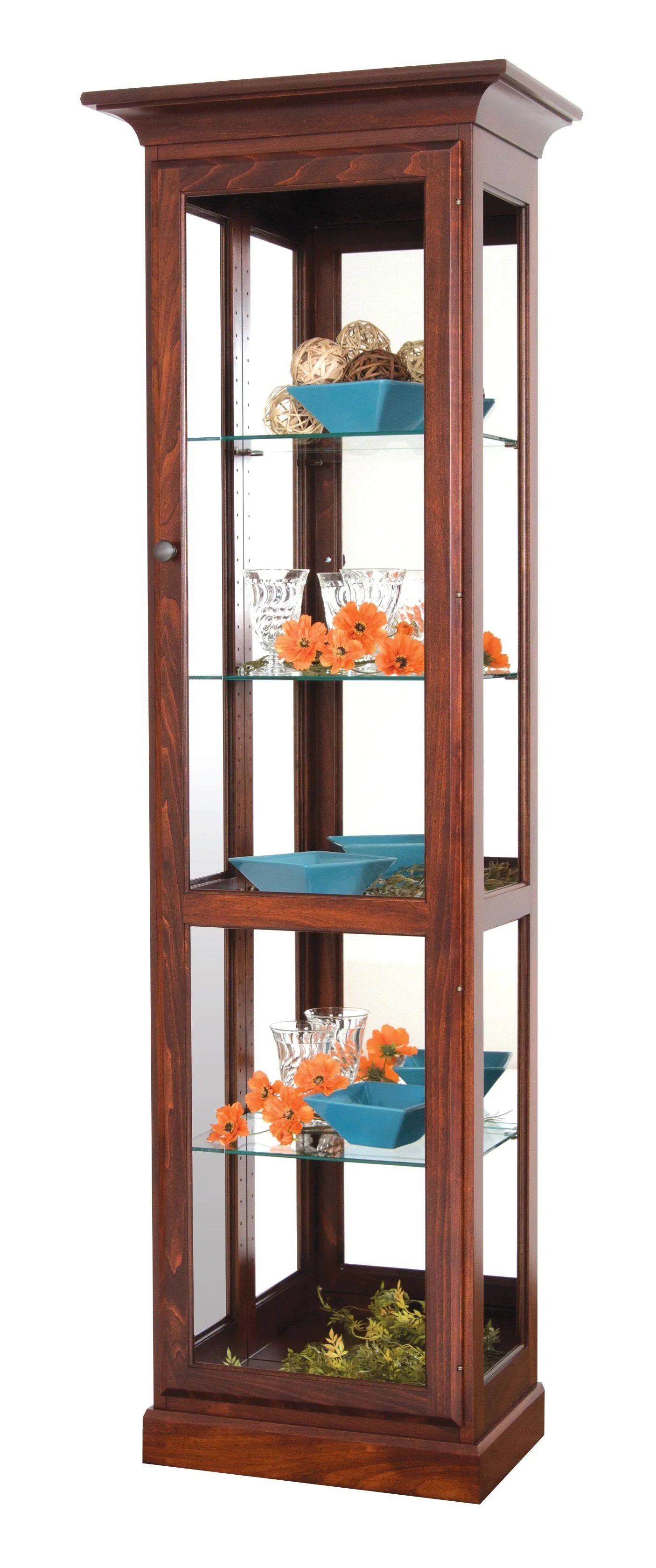 Amish Solid Wood Poplar Traditional Curio Display Cabinet