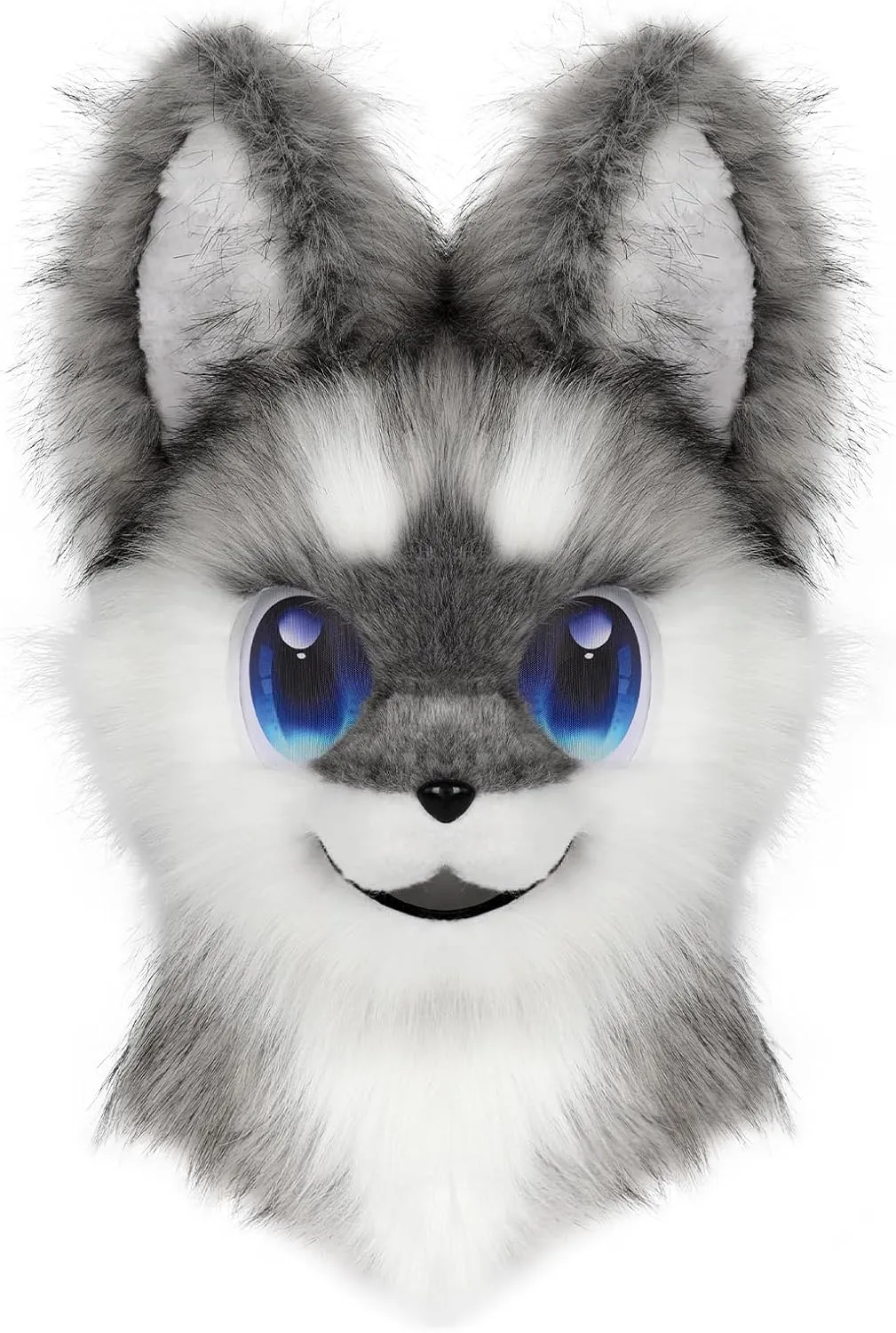 Animal Head Mask Furry Fursuit Plush Dog Fox Masks for Halloween Parties Cosplay Costume Accessory