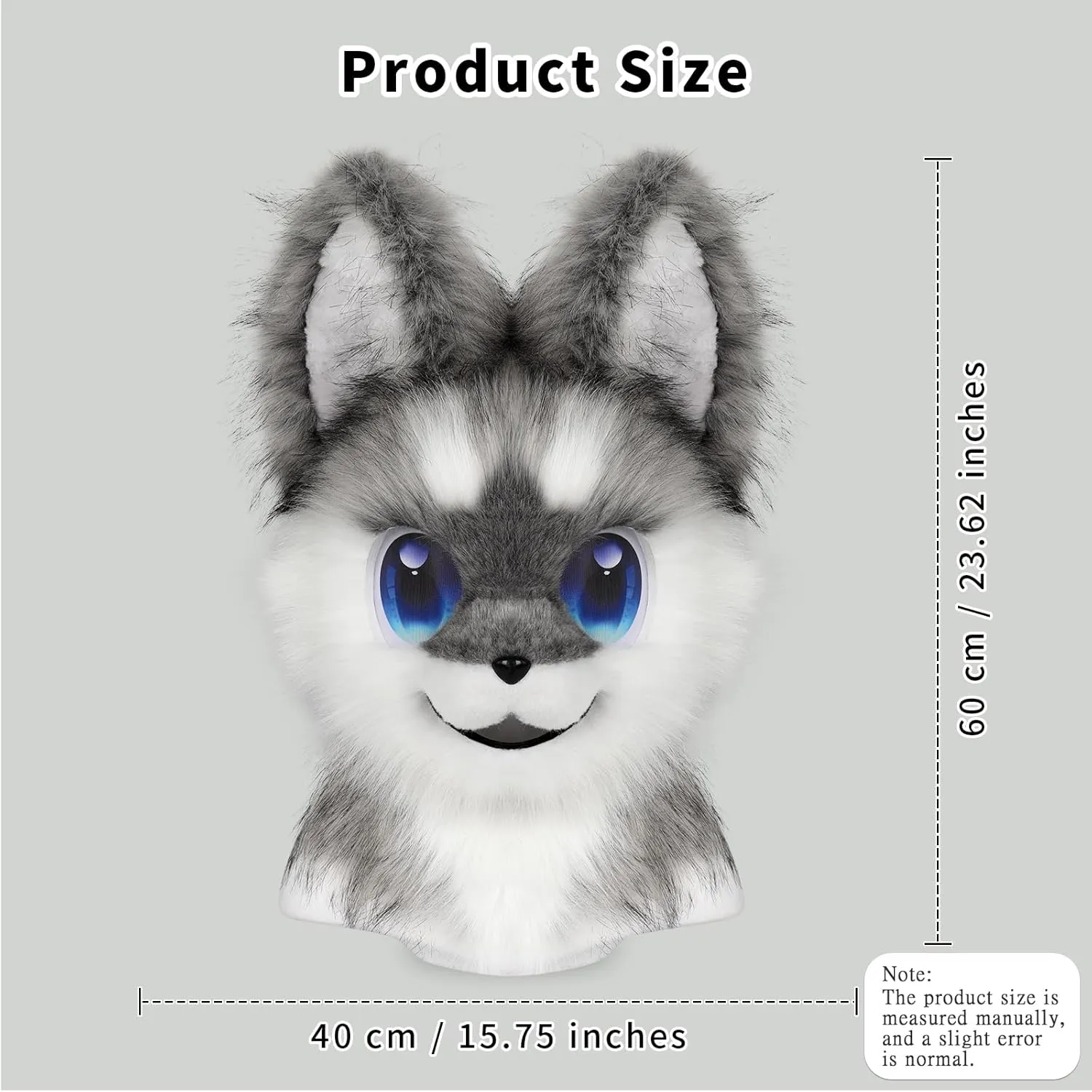 Animal Head Mask Furry Fursuit Plush Dog Fox Masks for Halloween Parties Cosplay Costume Accessory
