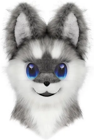 Animal Head Mask Furry Fursuit Plush Dog Fox Masks for Halloween Parties Cosplay Costume Accessory