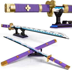 Anime Cosplay Swords Building Set, 936 Piece One Purple Enma Zoro Sword 38.8IN with Scabbard and Bracket for Adults and Kid 8  (Roronoa Zoro Yamato Sword)