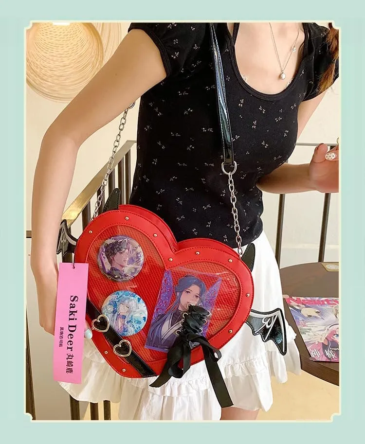 Anime Heart Ita-Bag Crossbody Purse Kawaii Lolita Japanese JK Handbag Cute Adjustable Strap Daily Cosplay Shoulder Bag