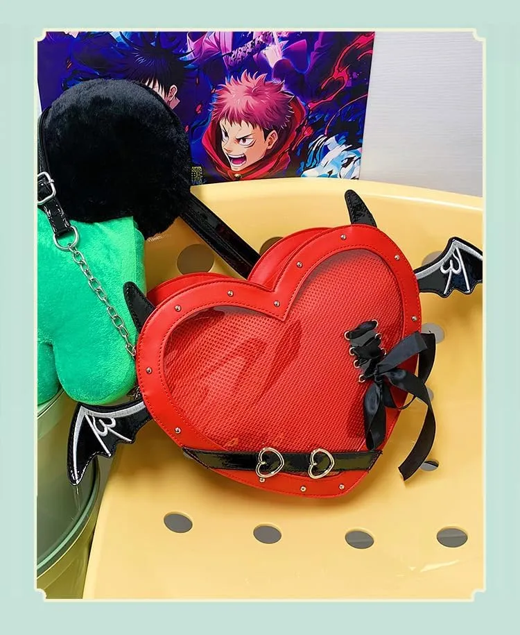 Anime Heart Ita-Bag Crossbody Purse Kawaii Lolita Japanese JK Handbag Cute Adjustable Strap Daily Cosplay Shoulder Bag