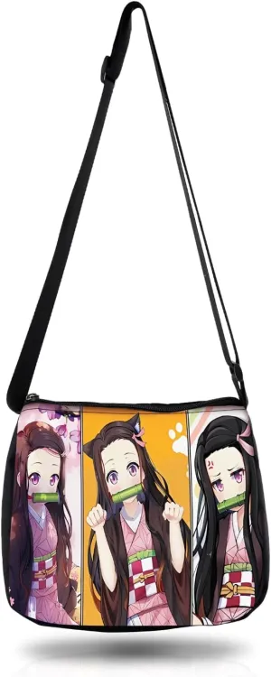 Anime Slayer Crossbody Bag, Nezuko Shoulder Bags Tanjirou Kamado Cosplay Cell Phone Purse Coin Pouch