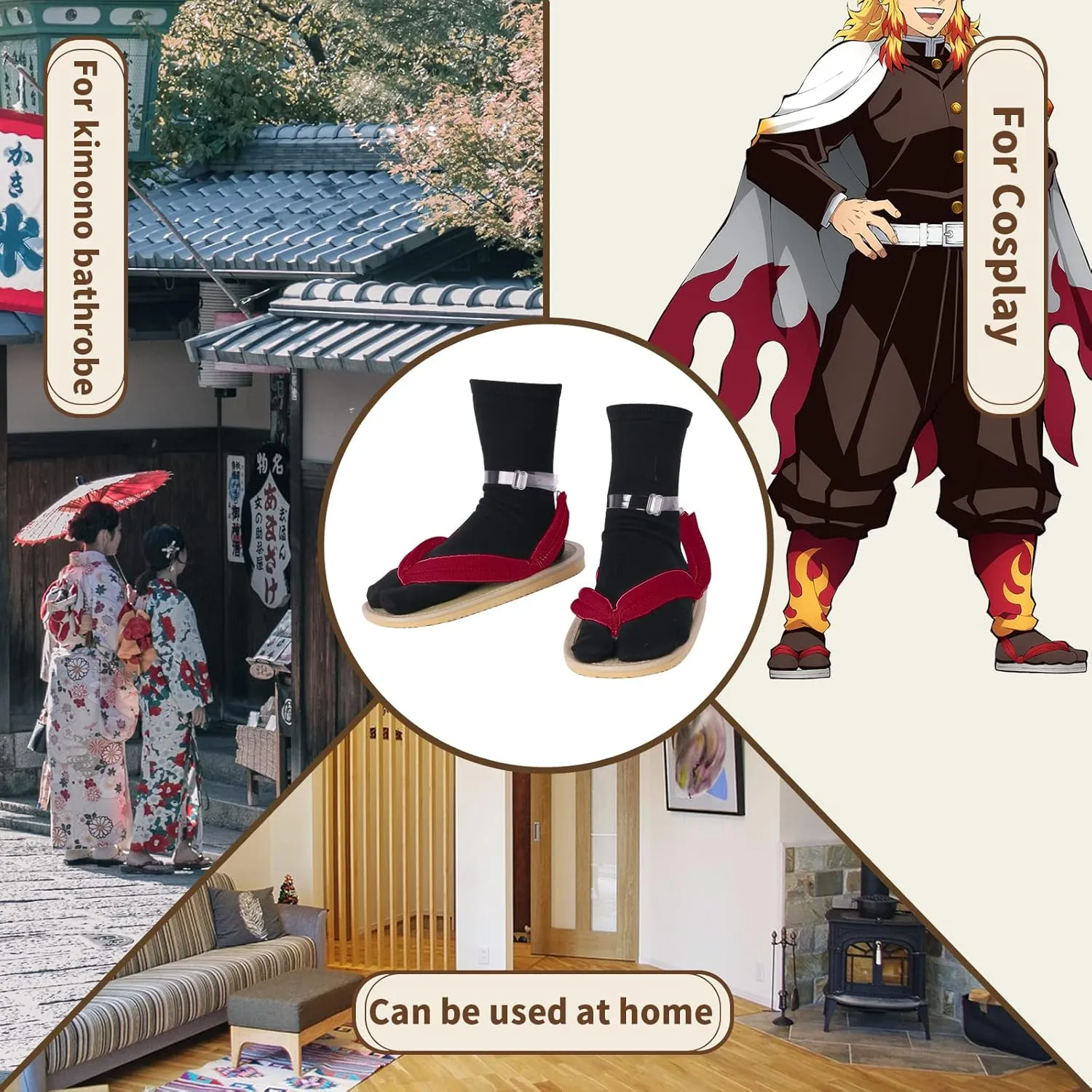 Anime Unisex Cosplay Clog Shoes Japanese Cosplay Prop Oshitari