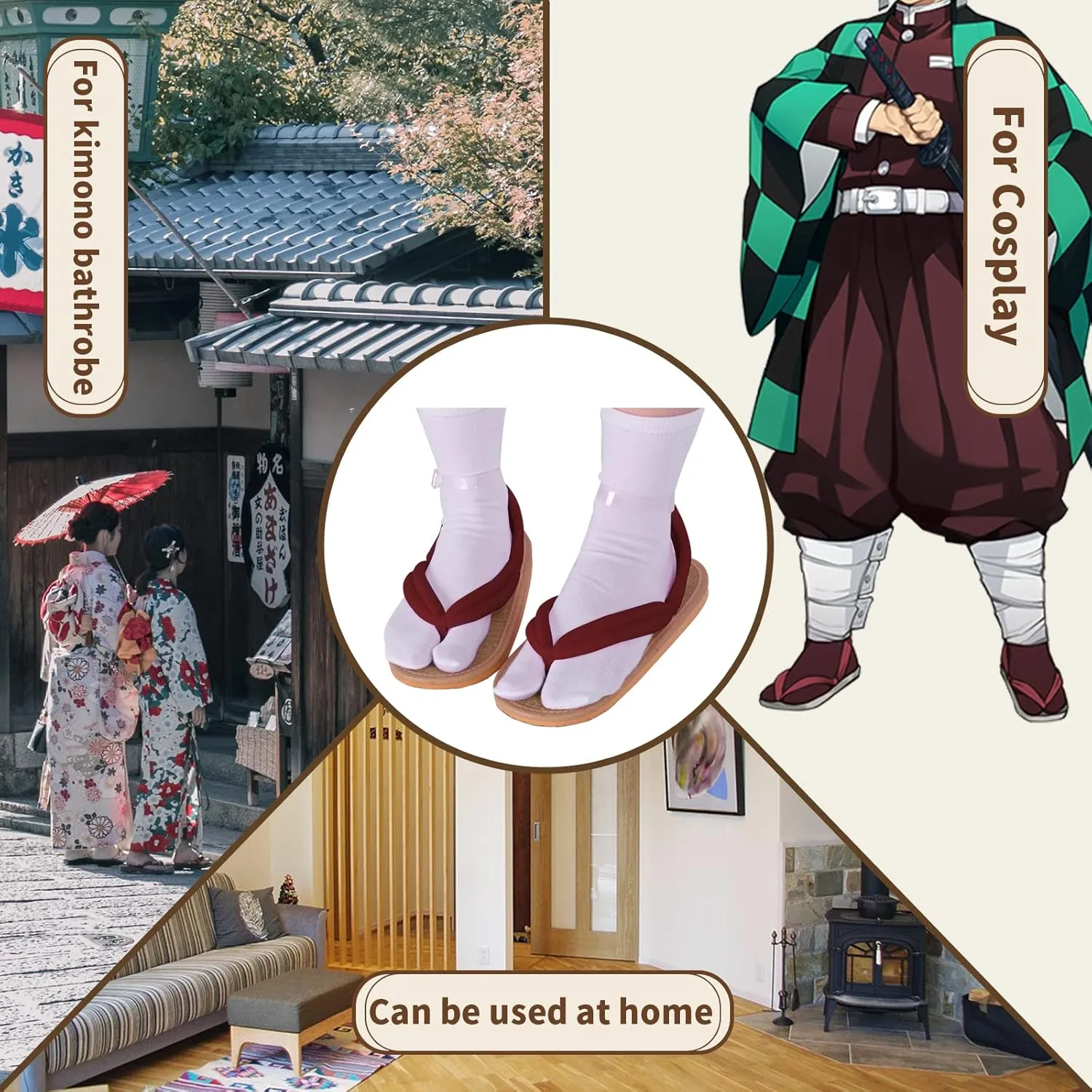 Anime Unisex Cosplay Clog Shoes Japanese Cosplay Prop Oshitari