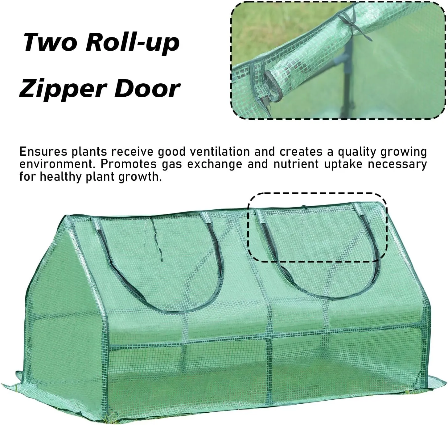 Aoodor 4 x 2 x 2 ft Mini Greenhouse with 2 Zipper Doors, Water Resistant, UV Protected for Flowers, Vegetables and Herbs, Green