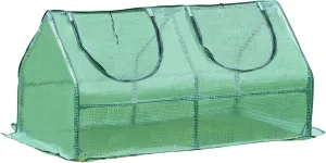 Aoodor 4 x 2 x 2 ft Mini Greenhouse with 2 Zipper Doors, Water Resistant, UV Protected for Flowers, Vegetables and Herbs, Green