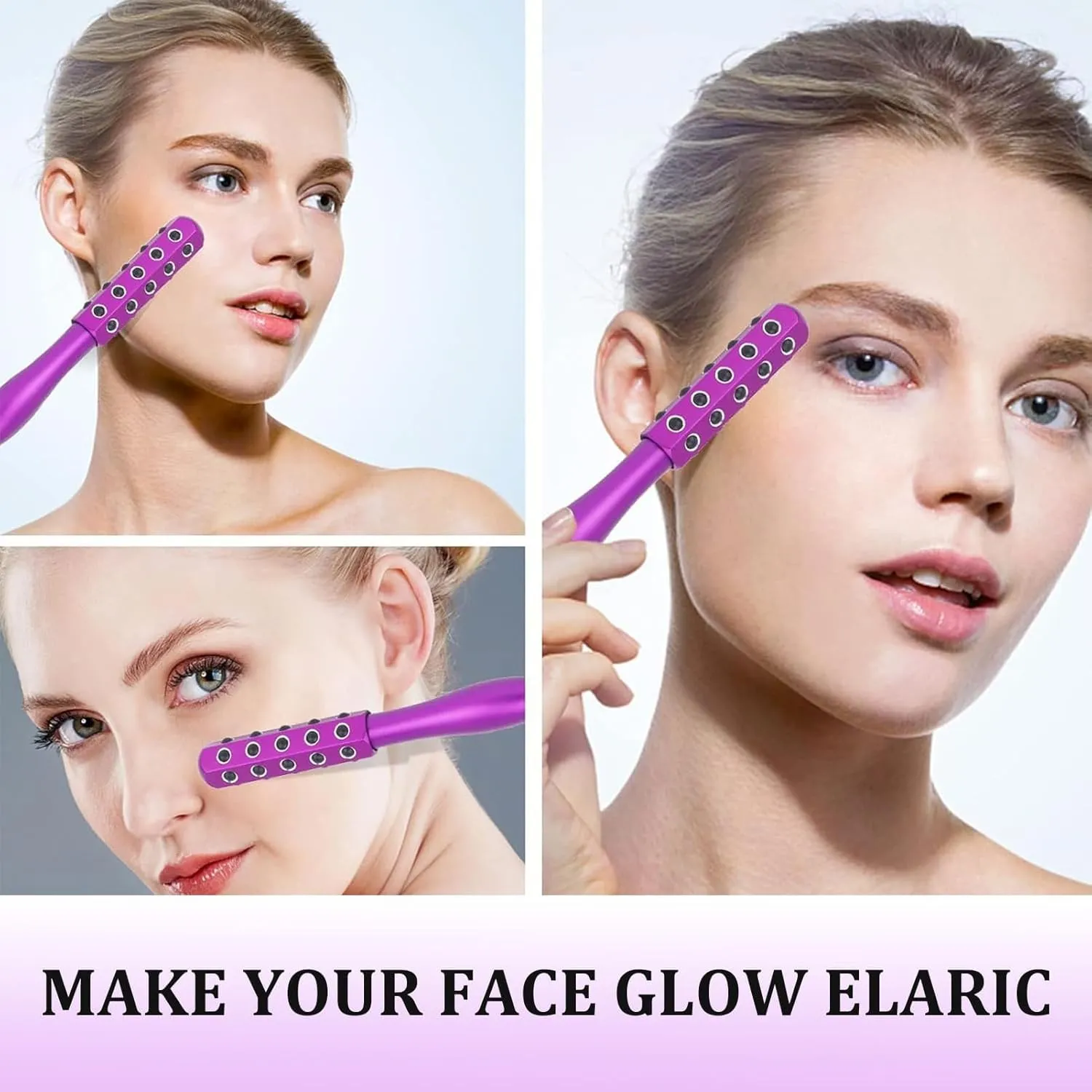 Arrily Face Roller, Elarique Face Roller, Beauty Sculptor Roller, Elarique Glow Sculpt - Beauty Roller, Uplift Facial Beauty Tool, Portable with Ergonomic Handle for Skincare (Pink)
