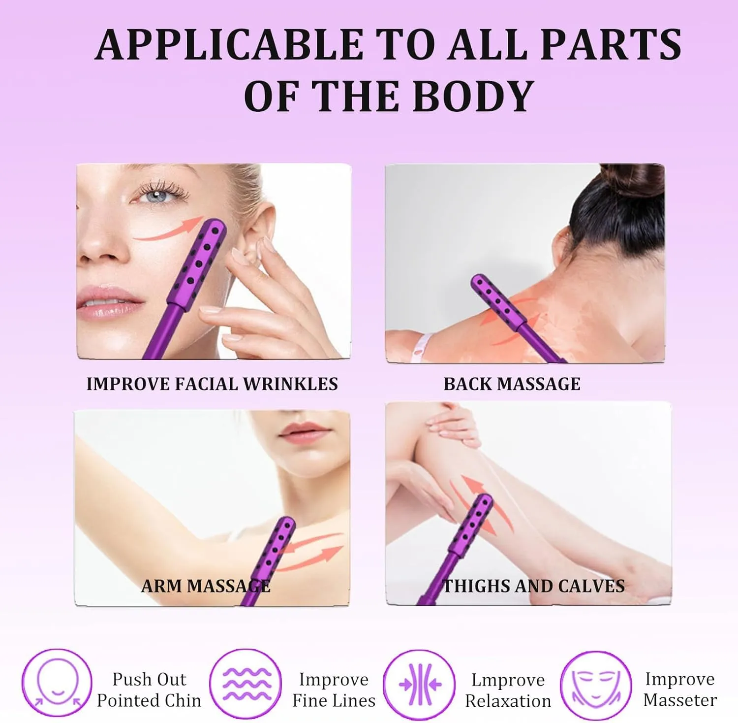 Arrily Face Roller, Elarique Face Roller, Beauty Sculptor Roller, Elarique Glow Sculpt - Beauty Roller, Uplift Facial Beauty Tool, Portable with Ergonomic Handle for Skincare (Pink)