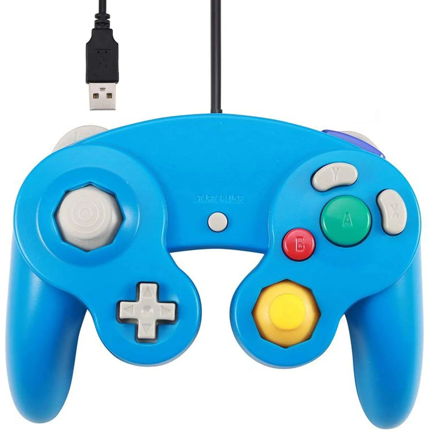 Arrocent GC Controller, Replacement for Gamecube Controller, Compatible with Wired USB Game Cube Controller/PC Windows 7 8 10 PC (Blue)