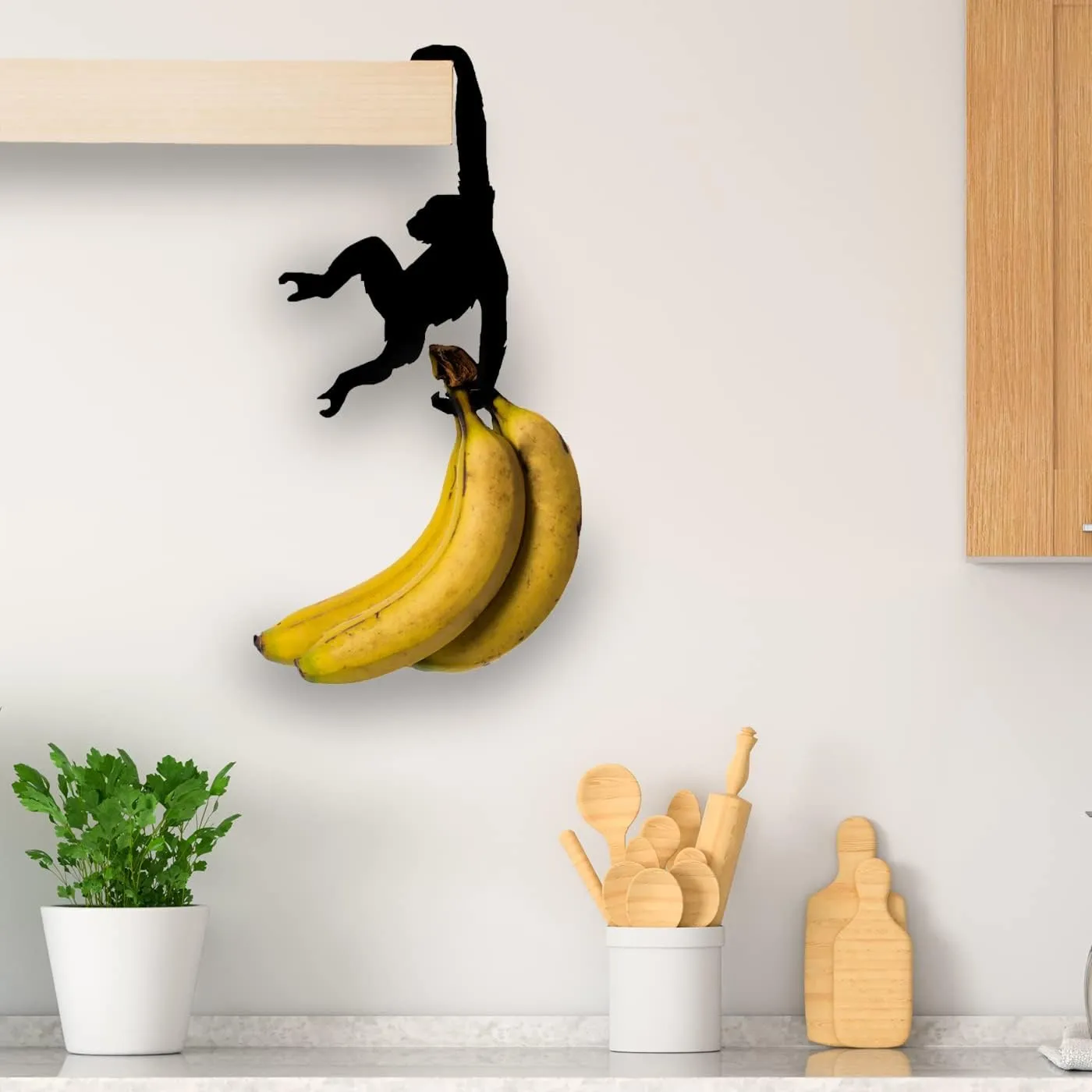 Artori Design Unique Banana Holder Balance Hook - Magic Hook for Hanging Plants Jackets Keys or Stylish Purse Hanger - Perfect for Kitchen Dorm Room Bedroom and Entryway for Home or Office (Chimp)