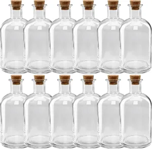 Ashland 5.6" Glass Bottle with Cork Decorative Jar for Weddings, Parties, Home Décor, Arts & Crafts - Bulk 12 Pack