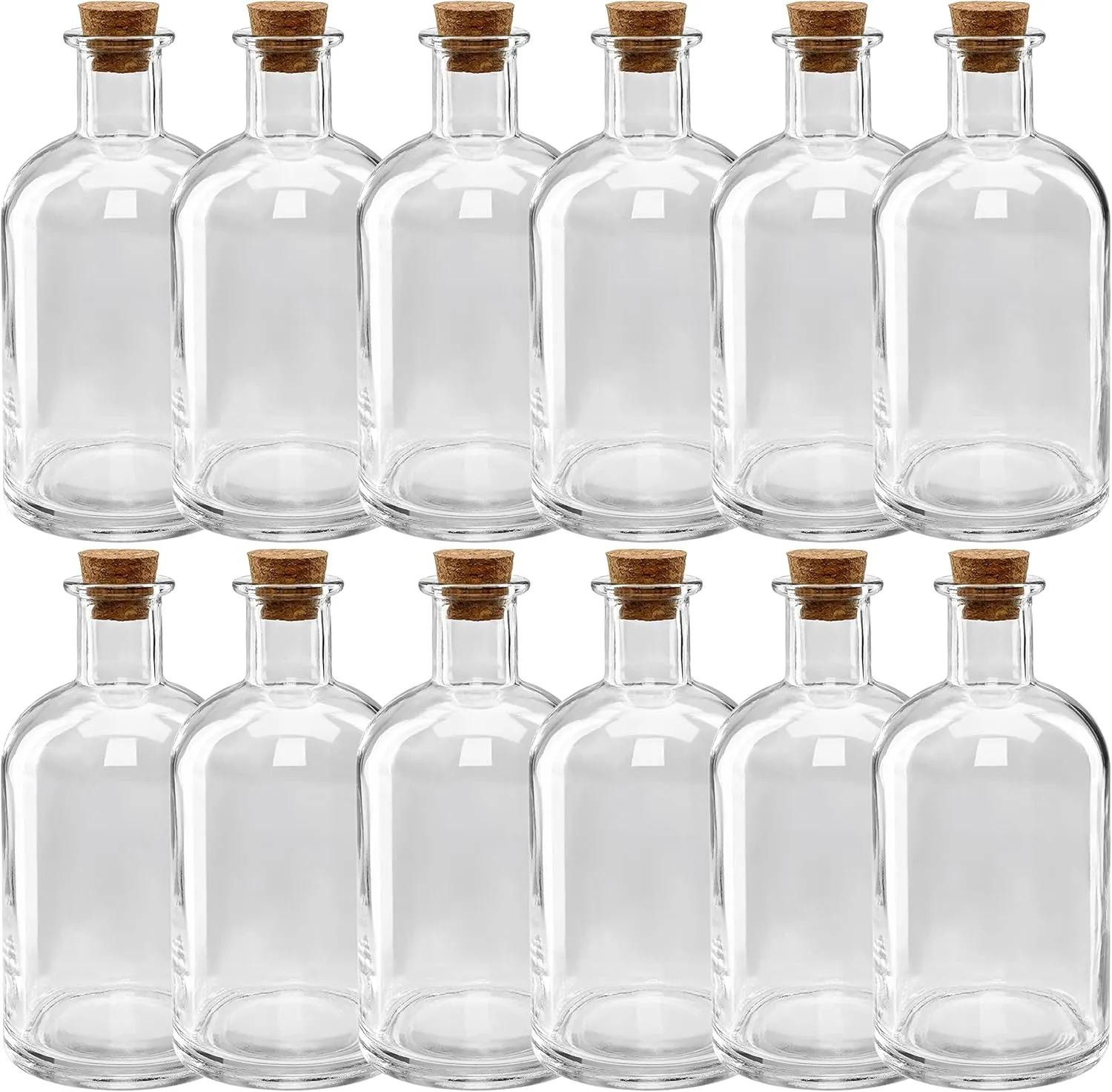 Ashland 5.6" Glass Bottle with Cork Decorative Jar for Weddings, Parties, Home Décor, Arts & Crafts - Bulk 12 Pack