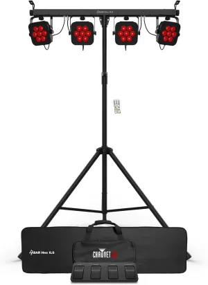 Audiosavings Bundle:(1) Chauvet DJ 4BAR HEX ILS RGBAW UV LED Wash Lighting System w/Stand Footswitch Bag