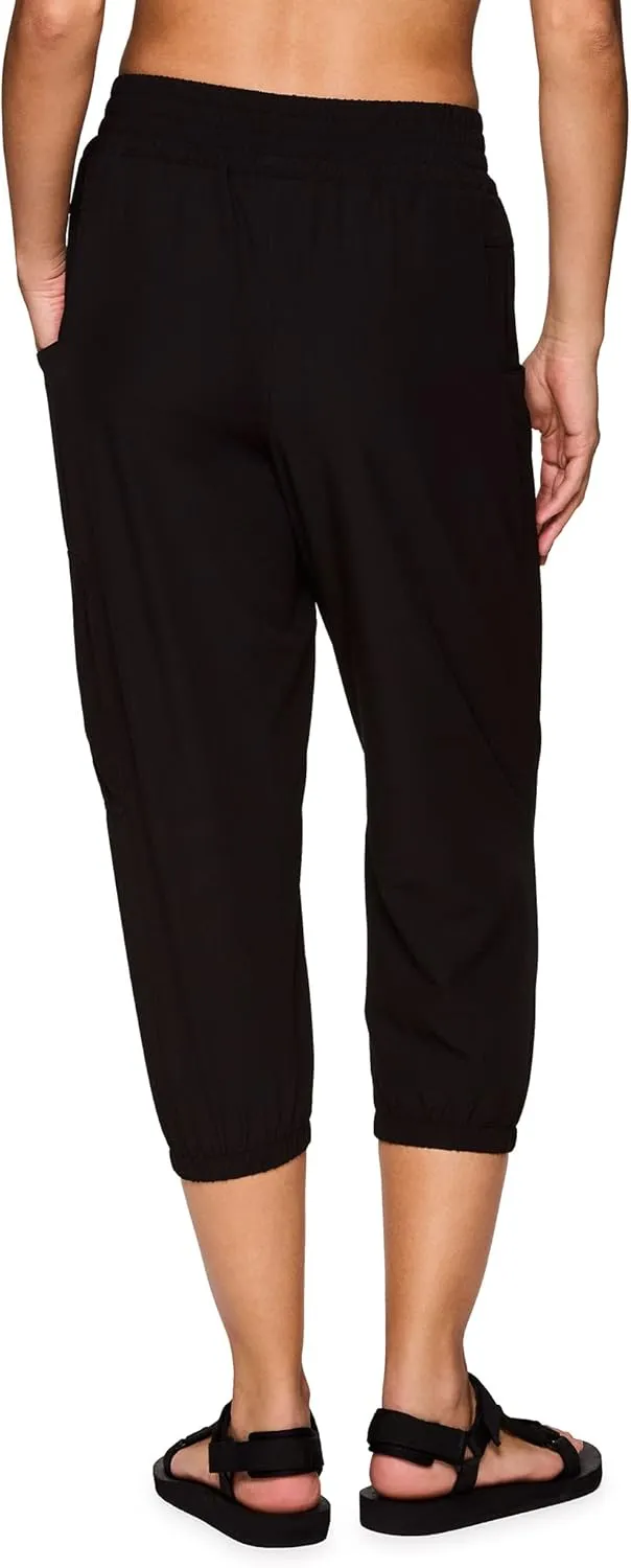 Avalanche Women's Quick Dry Hiking Golf Zipper Pocket Stretch Woven Capri Pant