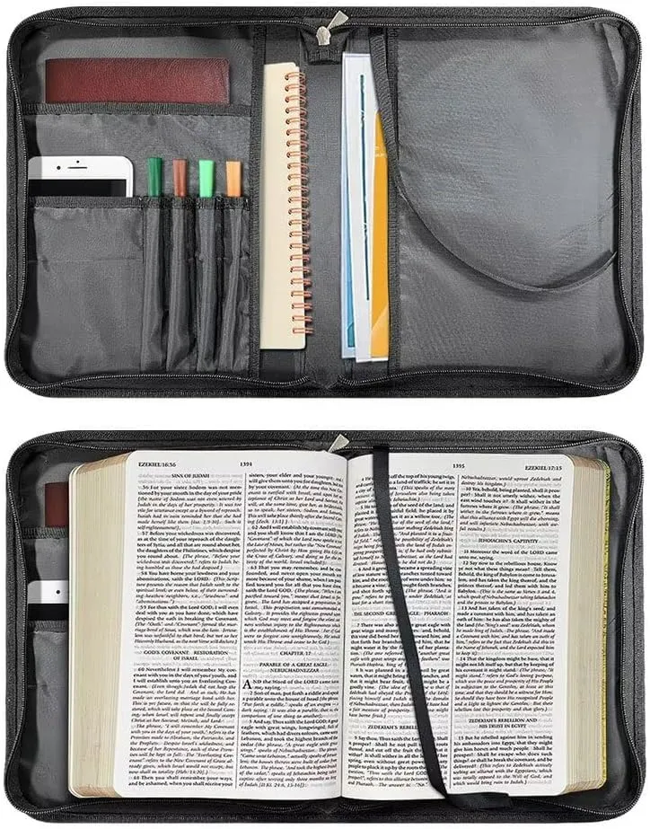 Aztec Dog Paw Print Bible Case for Women Hope and Love Leather Bible Cover with Shoulder Strap and Handle Sturdy Bible Protector Zippered Bible Bag with Pen Slots, M