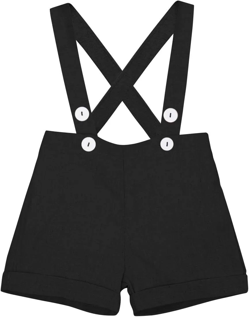 Baby Boy Gentleman Formal Suit Tuxedo Bowtie Romper Suspenders Cake Smash Outfit Wedding Bib Pants Overalls Clothes