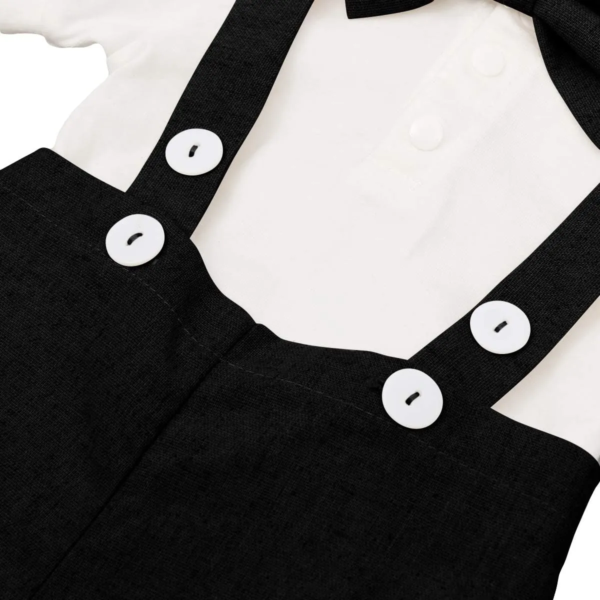 Baby Boy Gentleman Formal Suit Tuxedo Bowtie Romper Suspenders Cake Smash Outfit Wedding Bib Pants Overalls Clothes