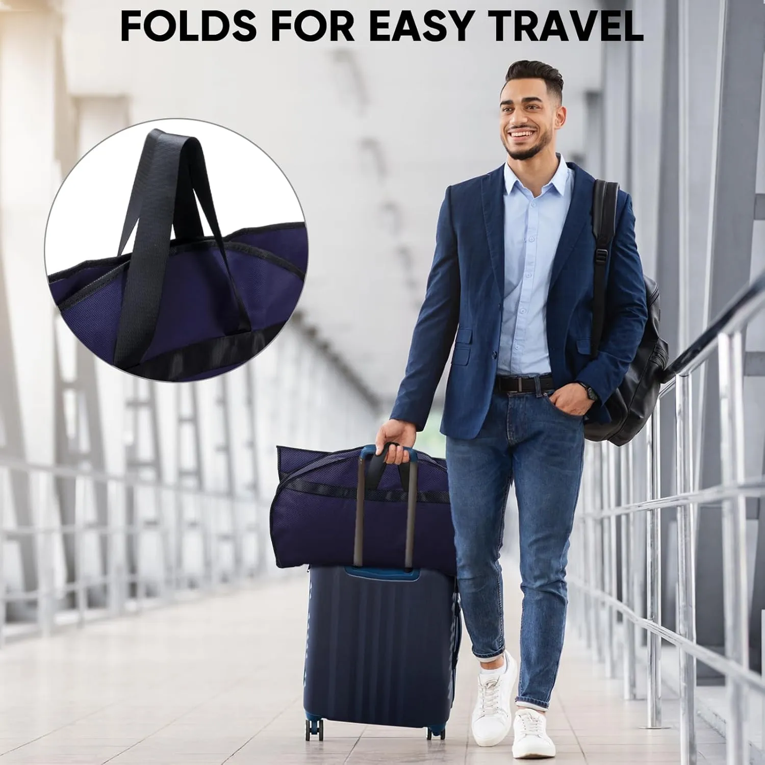 BALEINE 1PK Heavy Duty Garment Bag with Shoe Storage Travel Bag for Dresses, Suit, Coats Travel Essential (54", Blue)