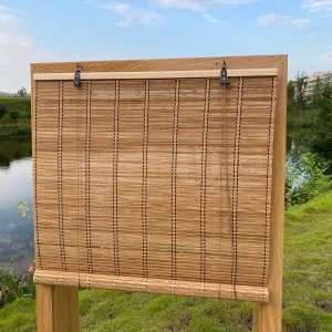 Bamboo Roller Shades Roman Shades for Window Roll Up Blinds for Home Light Filtering Indoor Outdoor Patio A24 W x 48" H