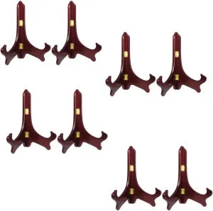 BANBERRY DESIGNS Wood Folding Easels - Plate Holder - Display Stands - Mahogany Finish - Premium Quality - Pack of 8 Pieces - 9" H