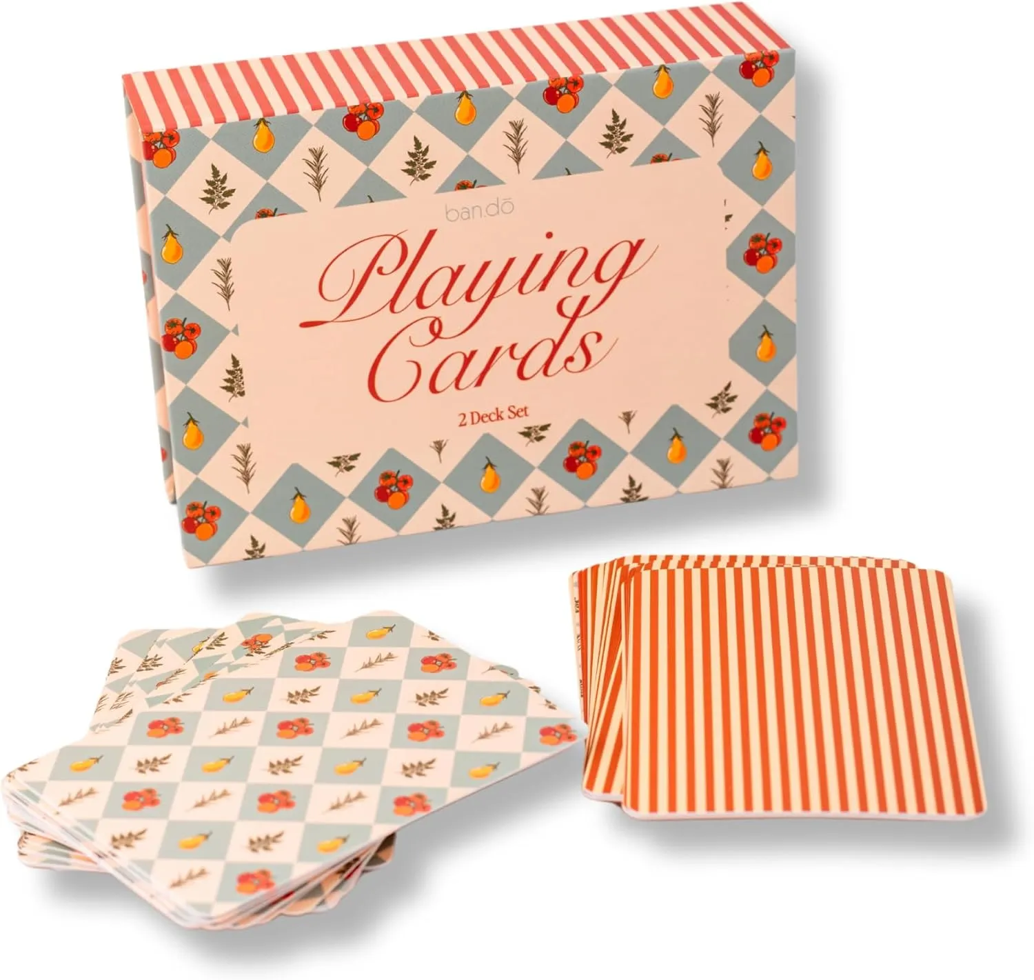 ban.do 2 Decks of Playing Cards, 52-Count Standard Card Deck with Case, Cute Playing Cards in Decorative Storage Box, Garden