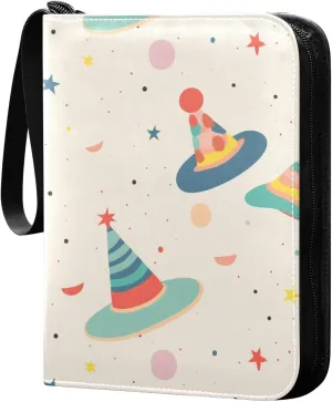 baseball card holder binder photo with double sided removable sleeves for game, baseball cards collection Colorful Birthday Caps Pattern