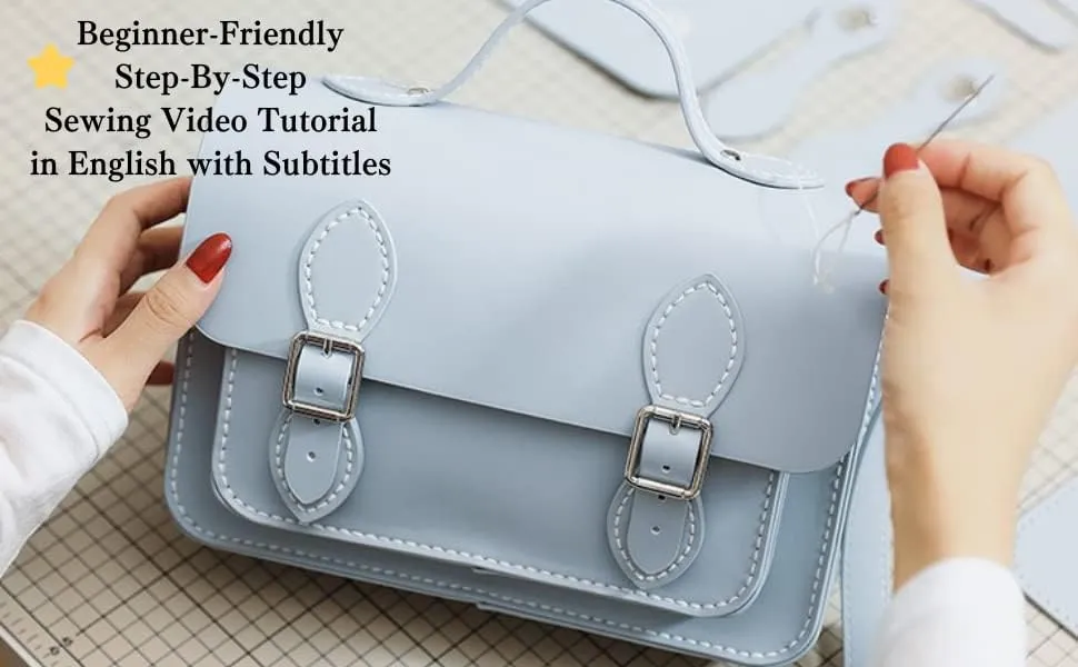 BEABLINGER DIY Purse Bag Satchel Making Kit Cambridge Sewing Pattern Wallet PU Leather Material Craft Tool Set Handmade Handbag Shoulder Bag pdf Sew Knit Stitch Woman Girl Birthday Holiday Day Gift