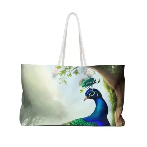 Beautiful Peacock Bird Oversized Polyester Weekender