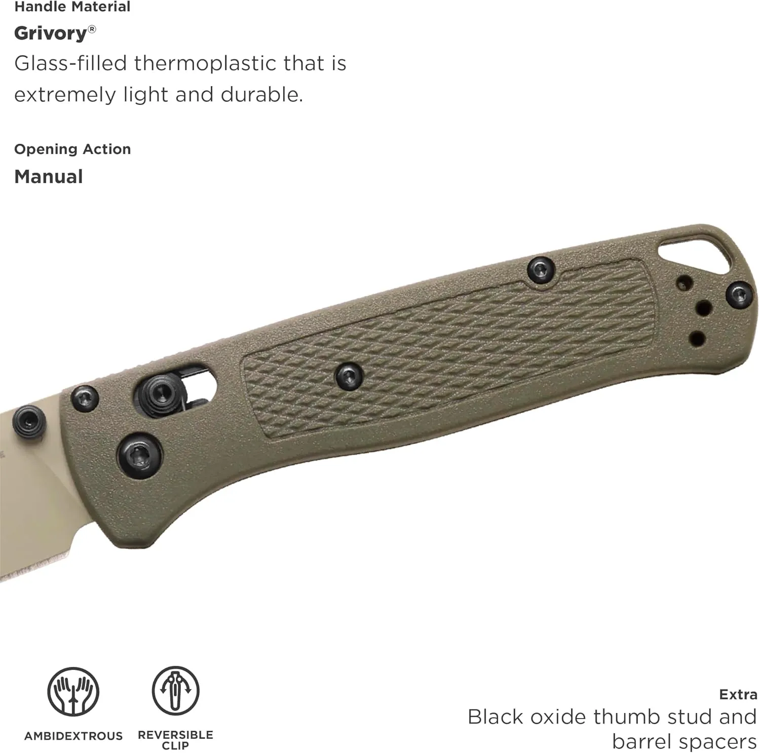 Benchmade - Bugout Folding Knife with Dark Olive Grivory Handle (535TN-11)