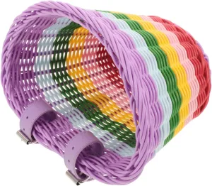 BESPORTBLE Bike Front Basket Rattan Plastic Multi-use Storage Durable Stable Easy to Install Vegetable School Bag Basket for Bikes