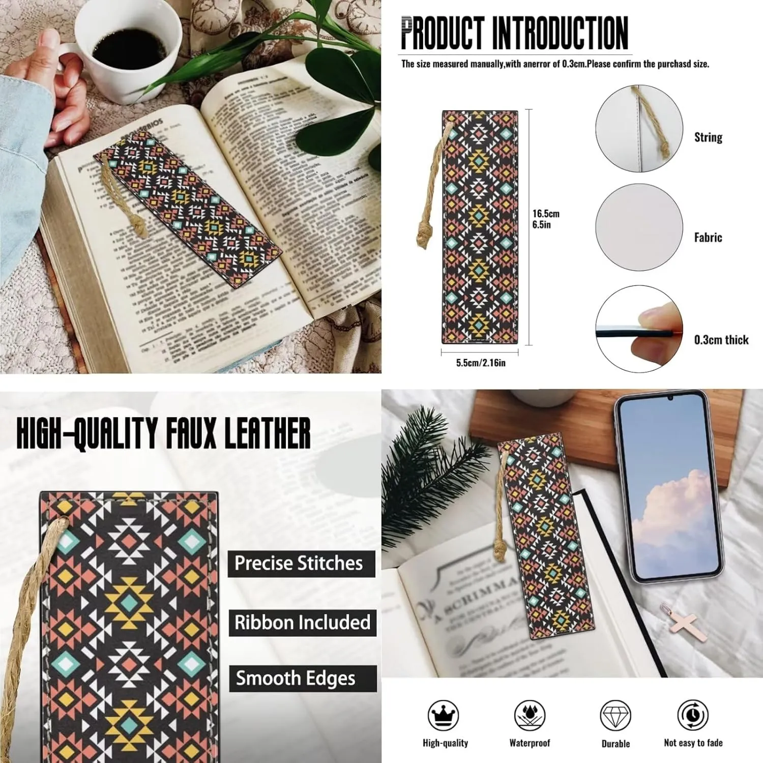 Bible Case for Women Bible Cover Christian Print PU Bible Bag with Bookmark Bible Carrying Case Bible Cover Case