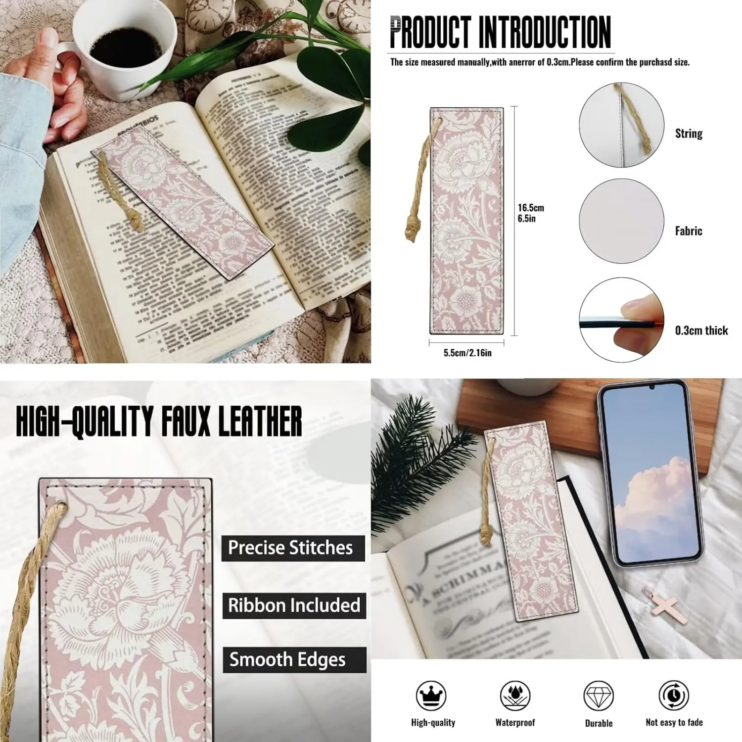 Bible Case for Women Bible Cover Christian Print PU Bible Bag with Bookmark Bible Carrying Case Bible Cover Case