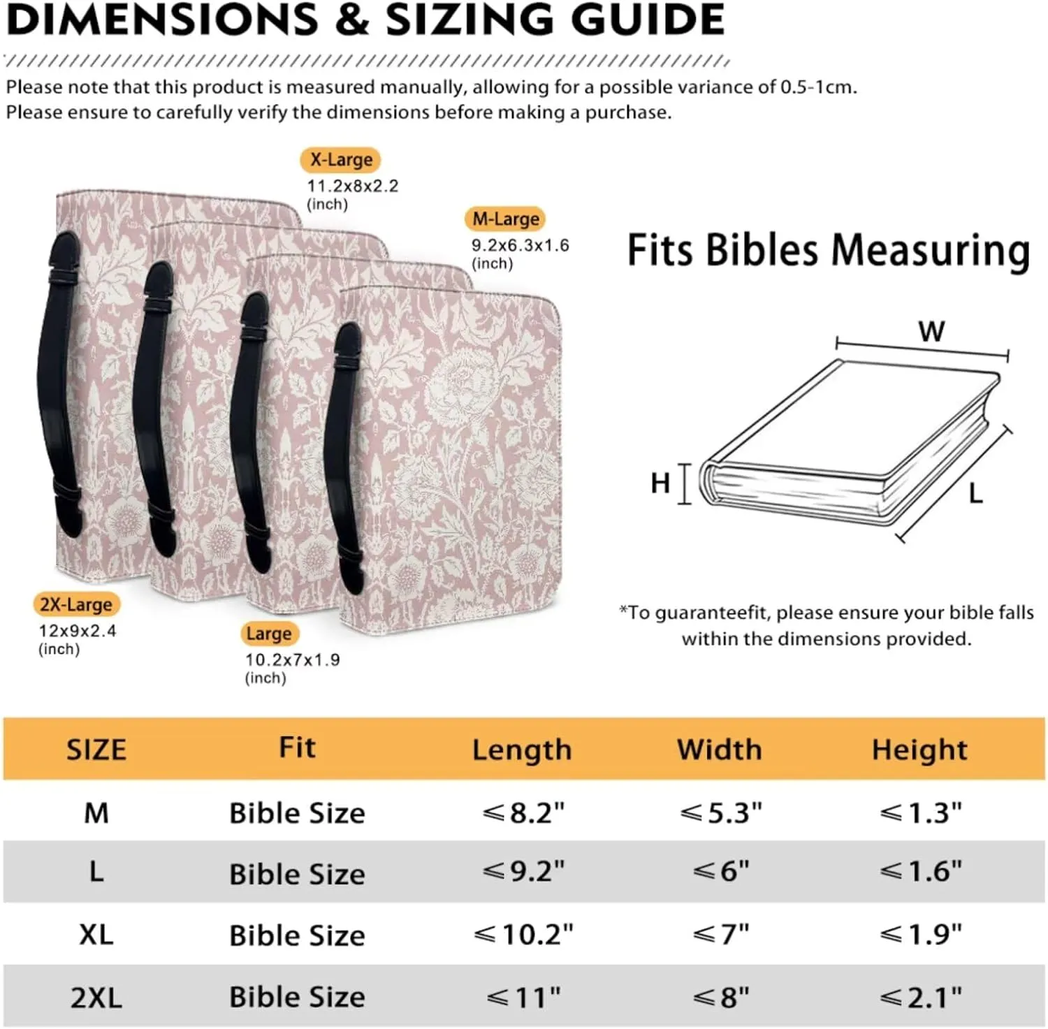 Bible Case for Women Bible Cover Christian Print PU Bible Bag with Bookmark Bible Carrying Case Bible Cover Case
