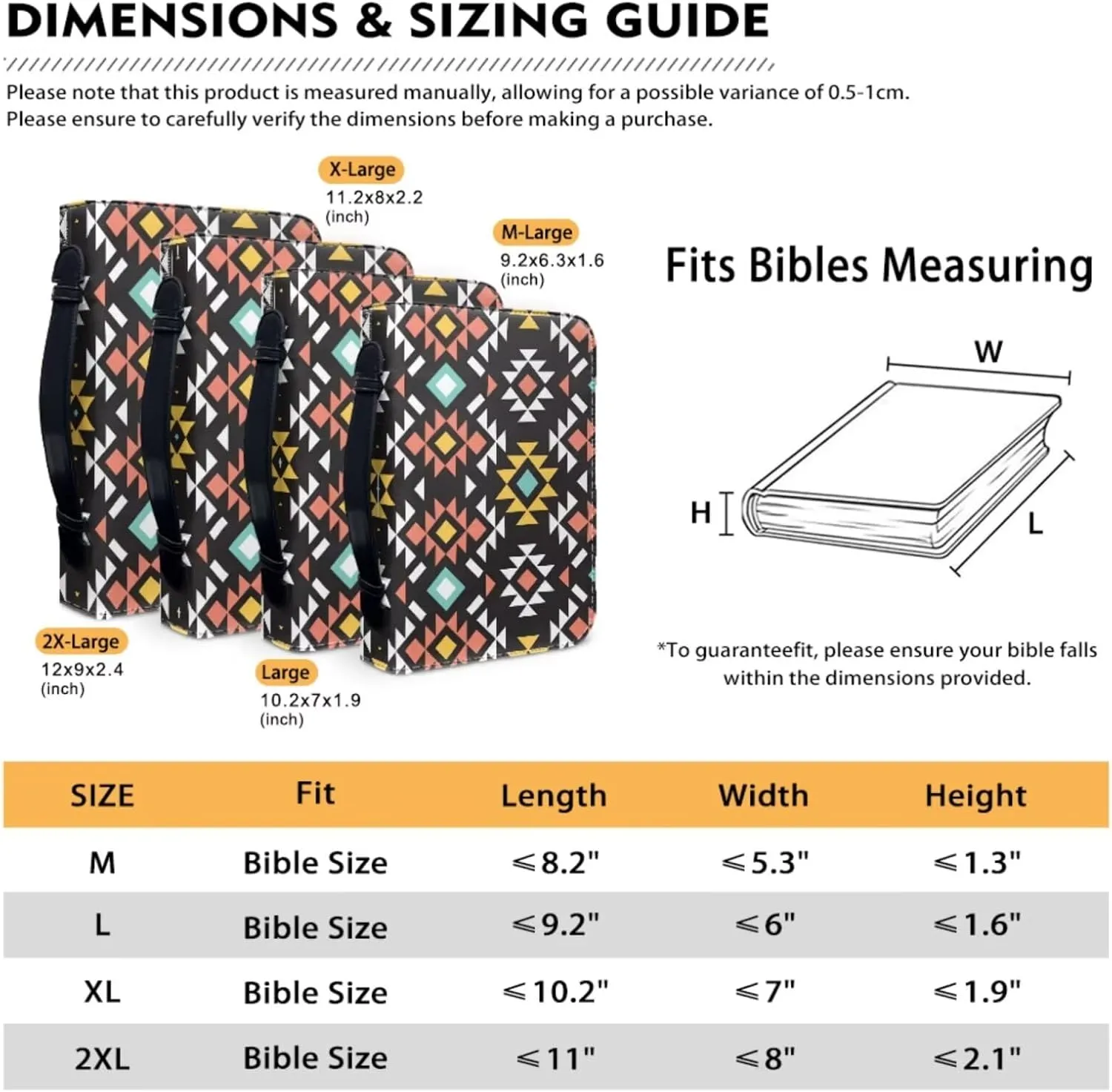 Bible Case for Women Bible Cover Christian Print PU Bible Bag with Bookmark Bible Carrying Case Bible Cover Case