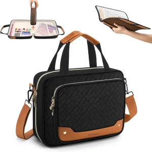 Bible Case with Holder, Extra Large Covers for Girls, Detachable Shoulder Strap, Leather Bible Study Bag