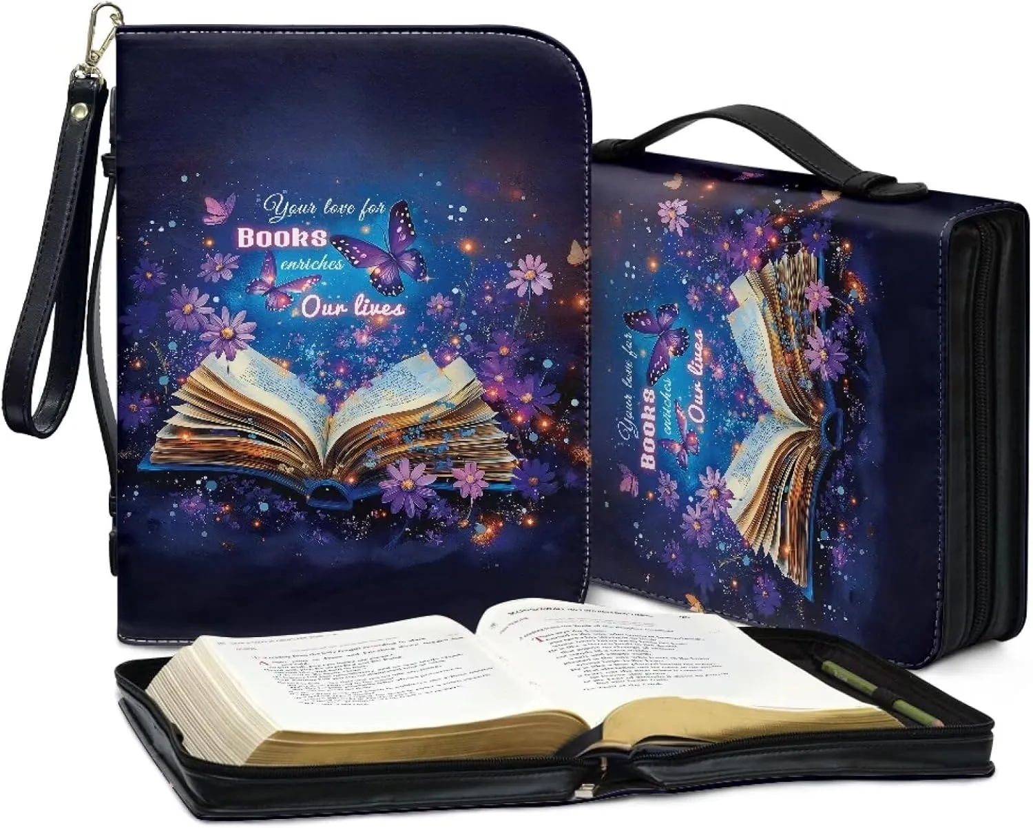 Bible Cover Carrying Book Case Church Bag Bible Protective with Handle and Ribbon Gift for Lady Men L-2XL