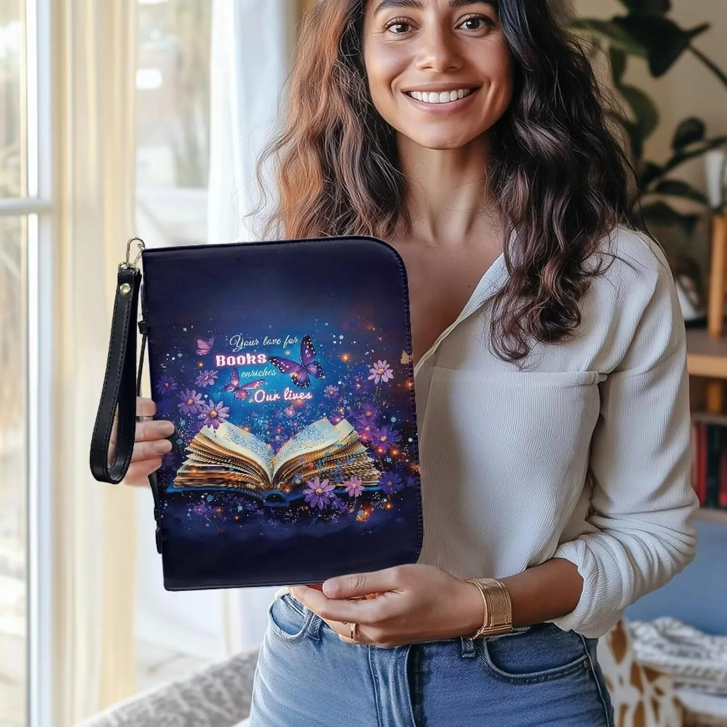 Bible Cover Carrying Book Case Church Bag Bible Protective with Handle and Ribbon Gift for Lady Men L-2XL