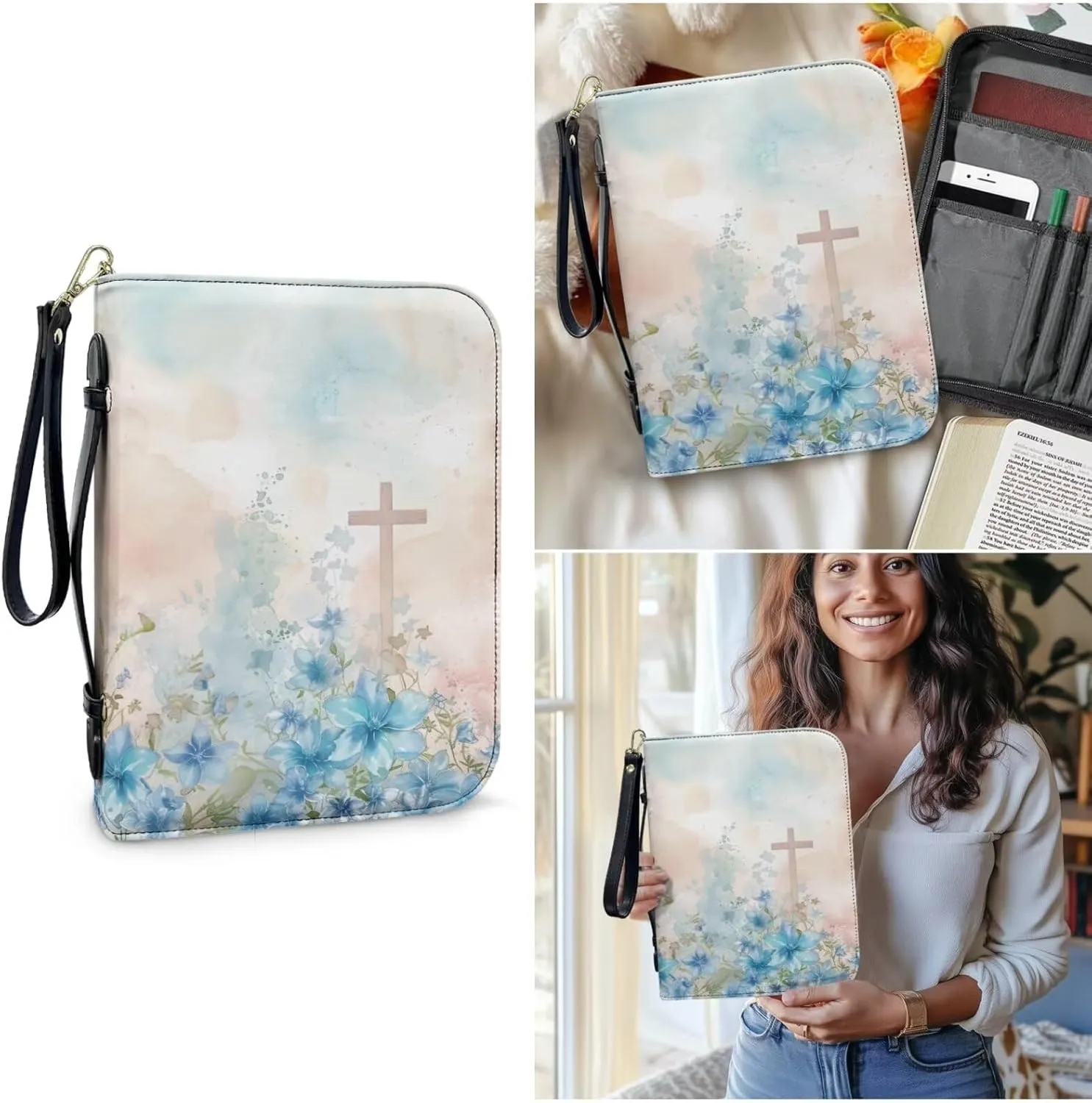Bible Cover Case for Women Men Bible Bag with Bookmarks Boys Girls Church Book Handbag for Bible Study