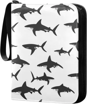 binder 400 pockets with double sided removable sleeves for game, baseball cards collection fish sea Silhouette Black and White