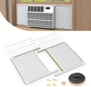 BJADE'S Window Air Conditioner Side Panels with Adjustable Frame Size Suitable for Different Window AC Unit 14,000-22,000Btu,AC Side Panel Seal Kit,Room AC Accordion Filler Curtain Replacement Kit.
