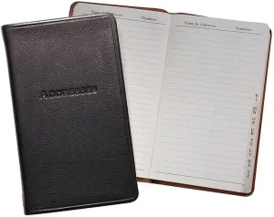 Black 5-inch Pocket Address Book in Traditional Calfskin Leather by Graphic Image - 3x5