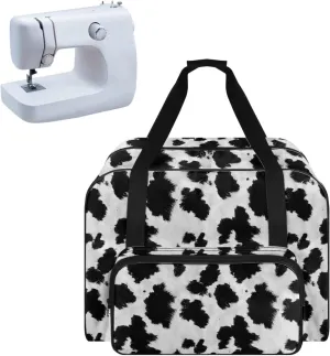 Black And White Cow Sewing Machine Case Tote, Travel Case Tote Bag for Sewing Machine, Universal Sewing Box Storage Bag for Most Standard Size Sewing Machine