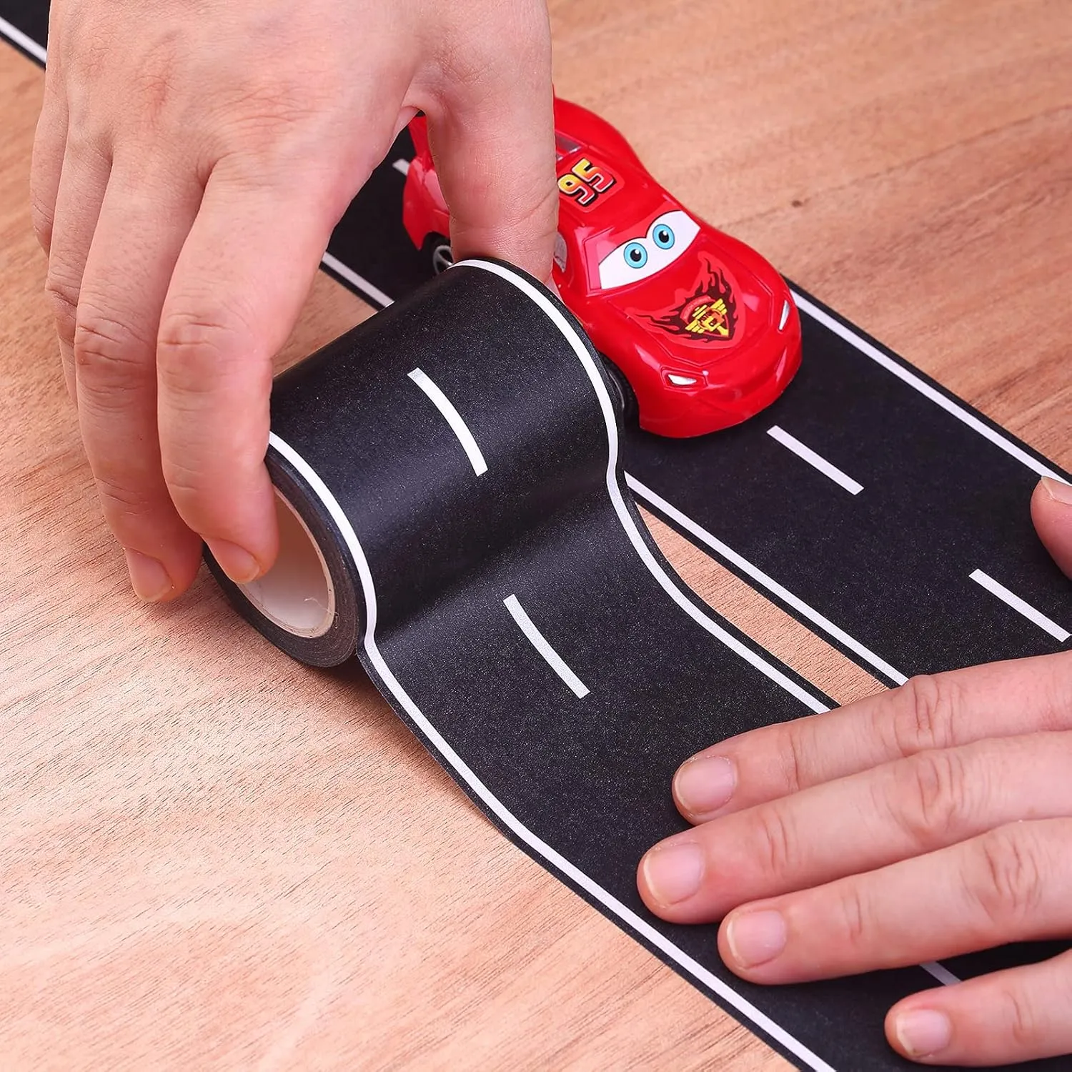 Black Track Tape,Toy Car Tape Track for Kids,Race Cars Decorations for Kids Birthday Party, 2.4" x 33' Each Roll