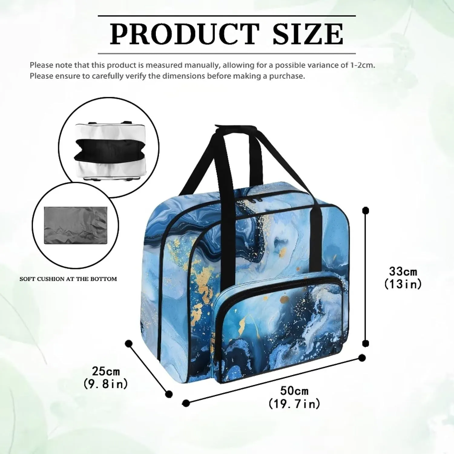 Blue Marble Sewing Machine Carrying Case with Storage Pockets, Universal Tote Bag with Bottom Pad Compatible with Most Standard Singer, Brother