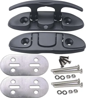 Boat Folding Cleats 4-1/2 inch Marine Dock Cleats Flip Up Boat Cleats Stainless Steel,with Installation Accessories Pair