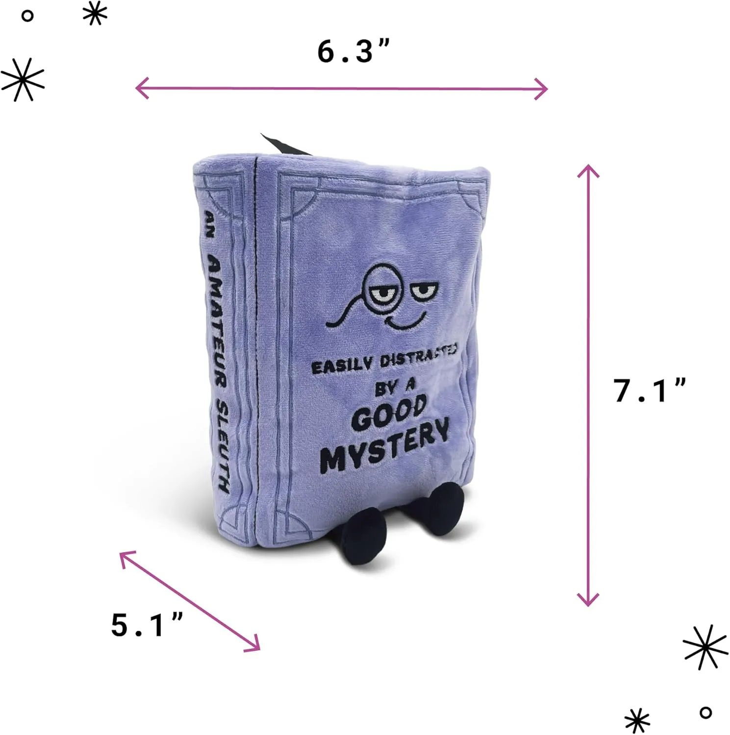 Book Plushie - Easily Distracted by a Good Mystery, Gift for Book Lovers, Silly Plush Toy for Gifting
