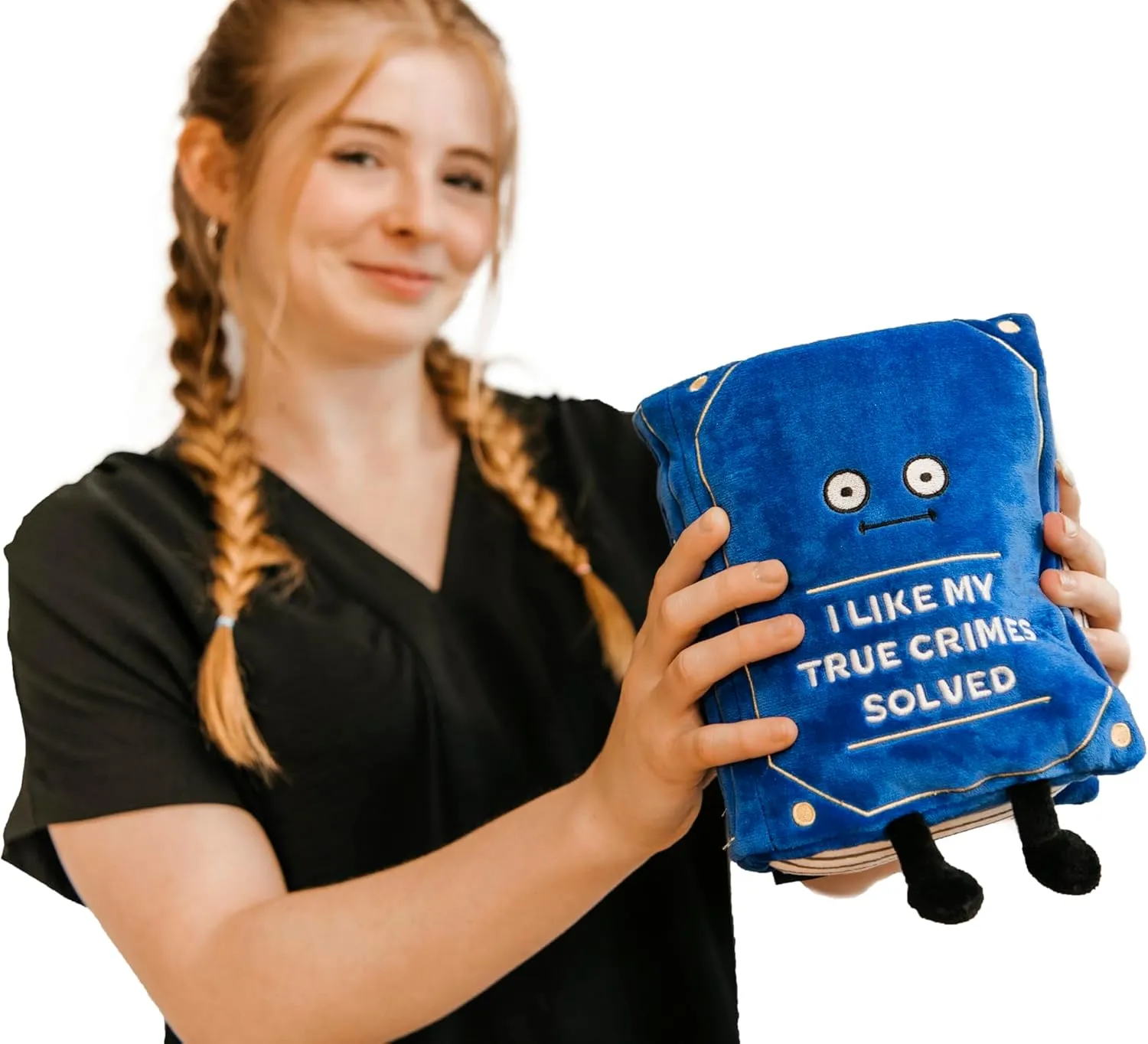 Book Plushie - I Like My True Crimes Solved, Funny Plush Gift for Book Lovers, Silly Toy for Gifting